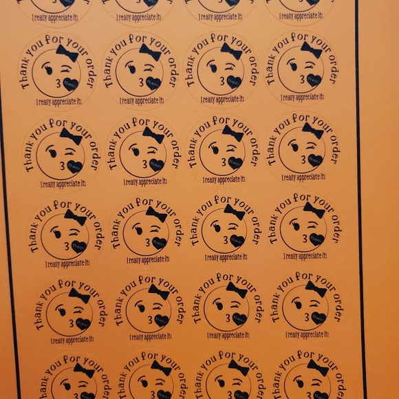 Thank You Stickers Florescent 1 Inch Orange Black - Picture 4 of 6